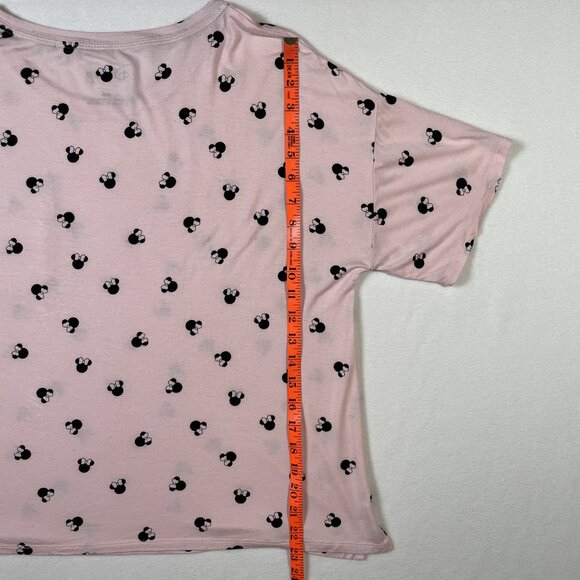 Disney Minnie Mouse Pink Pajama Set Short Sleeve Top Shorts Pockets Size M - Picture 11 of 16